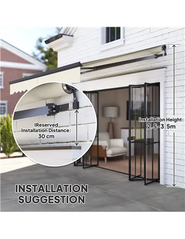 Outsunny 2.5 x 3m Electric/Manual Awning, with Remote - Beige