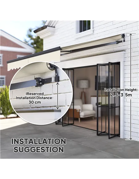 Outsunny 2.5 x 3m Electric/Manual Awning, with Remote - Beige