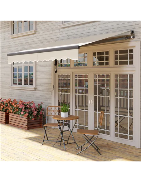 Outsunny 2.5 x 3m Electric/Manual Awning, with Remote - Beige