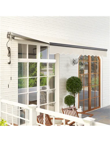 Outsunny 2.5 x 3m Electric/Manual Awning, with Remote - Beige