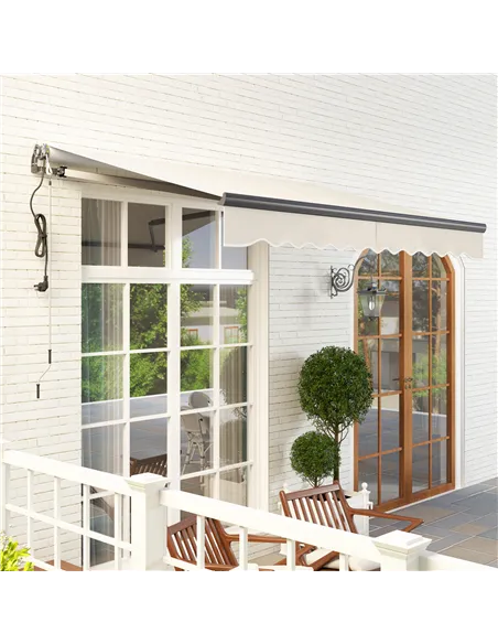 Outsunny 2.5 x 3m Electric/Manual Awning, with Remote - Beige