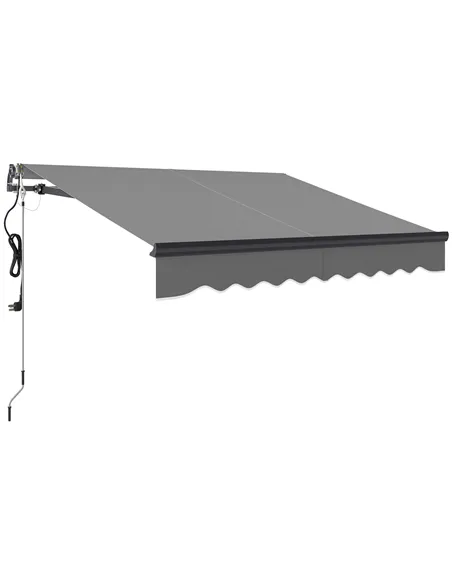 Outsunny 2.5 x 2m Electric Awning with Remote Controller, Aluminium Frame DIY Retractable Awning, UV30+ Sun Shade Canopy for Gar