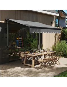 Outsunny 2.5 x 2m Electric Awning with Remote Controller, Aluminium Frame DIY Retractable Awning, UV30+ Sun Shade Canopy for Gar 2