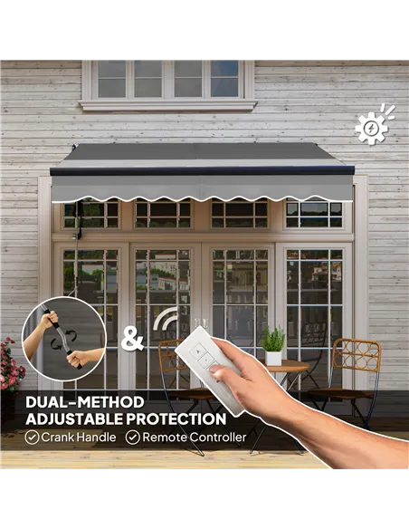 Outsunny 2.5 x 2m Electric Awning with Remote Controller, Aluminium Frame DIY Retractable Awning, UV30+ Sun Shade Canopy for Gar