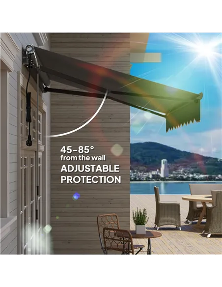Outsunny 2.5 x 2m Electric Awning with Remote Controller, Aluminium Frame DIY Retractable Awning, UV30+ Sun Shade Canopy for Gar