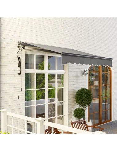 Outsunny 2.5 x 2m Electric Awning with Remote Controller, Aluminium Frame DIY Retractable Awning, UV30+ Sun Shade Canopy for Gar
