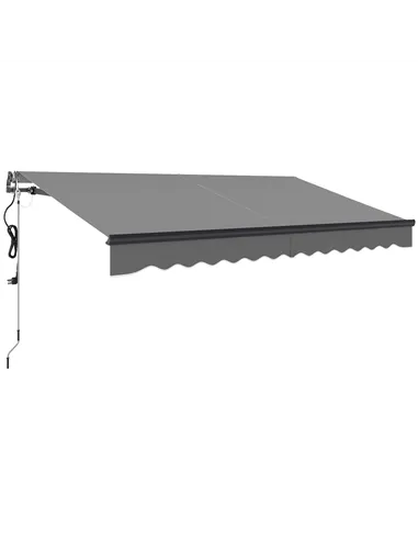 Outsunny 3.5 x 3m Electric/Manual Awning, with Remote - Dark Grey