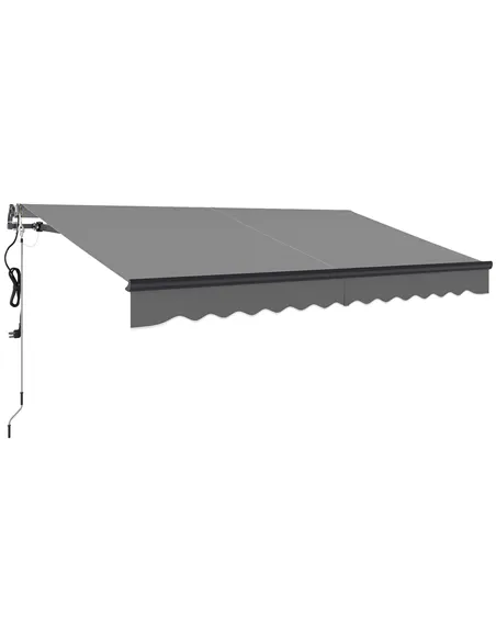 Outsunny 3.5 x 3m Electric/Manual Awning, with Remote - Dark Grey