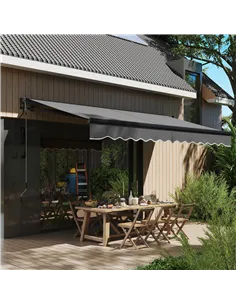 Outsunny 3.5 x 3m Electric/Manual Awning, with Remote - Dark Grey 2