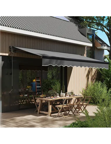 Outsunny 3.5 x 3m Electric/Manual Awning, with Remote - Dark Grey