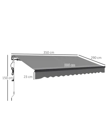 Outsunny 3.5 x 3m Electric/Manual Awning, with Remote - Dark Grey