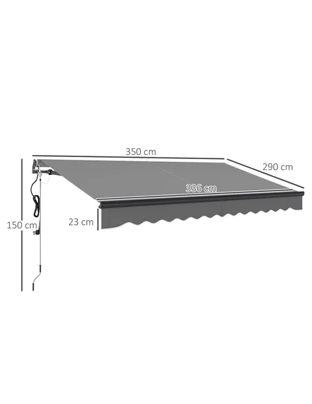 Outsunny 3.5 x 3m Electric/Manual Awning, with Remote - Dark Grey