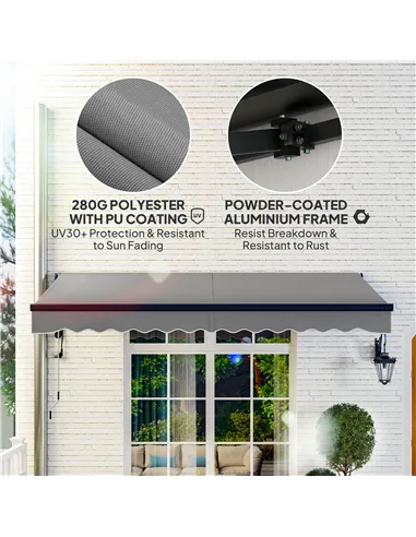 Outsunny 3.5 x 3m Electric/Manual Awning, with Remote - Dark Grey
