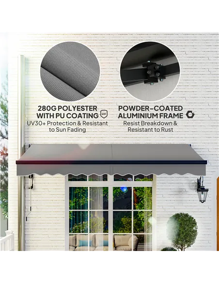 Outsunny 3.5 x 3m Electric/Manual Awning, with Remote - Dark Grey