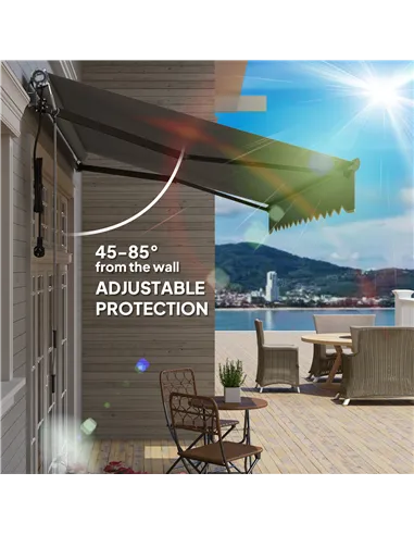 Outsunny 3.5 x 3m Electric/Manual Awning, with Remote - Dark Grey