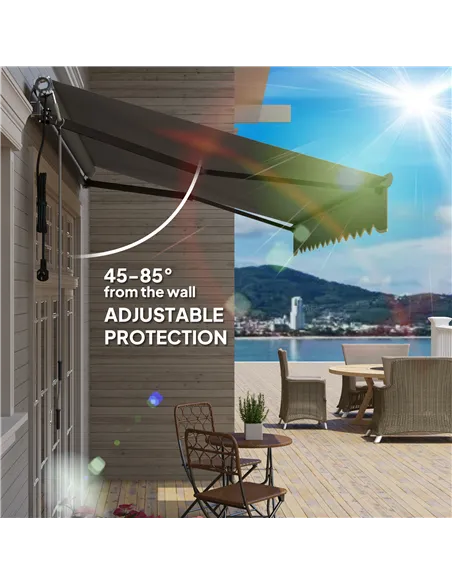 Outsunny 3.5 x 3m Electric/Manual Awning, with Remote - Dark Grey