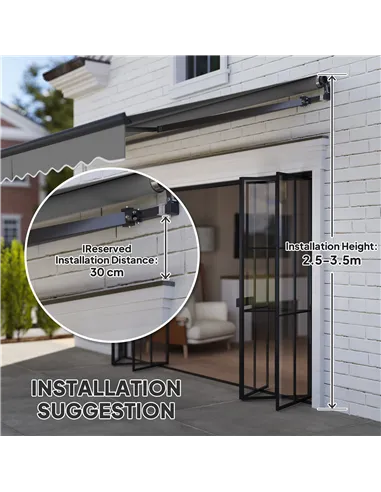 Outsunny 3.5 x 3m Electric/Manual Awning, with Remote - Dark Grey