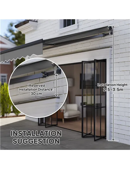Outsunny 3.5 x 3m Electric/Manual Awning, with Remote - Dark Grey