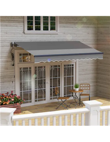 Outsunny 3.5 x 3m Electric/Manual Awning, with Remote - Dark Grey