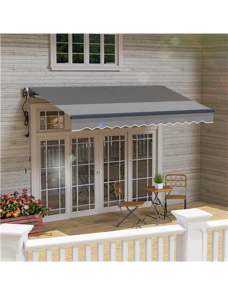 Outsunny 3.5 x 3m Electric/Manual Awning, with Remote - Dark Grey