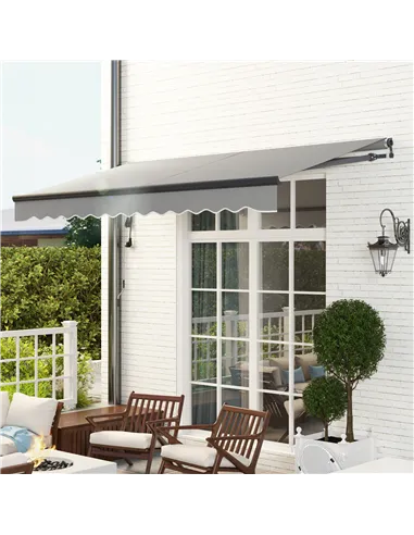 Outsunny 3.5 x 3m Electric/Manual Awning, with Remote - Dark Grey