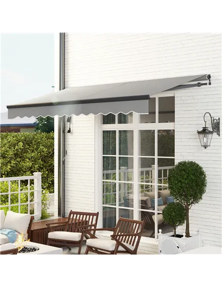 Outsunny 3.5 x 3m Electric/Manual Awning, with Remote - Dark Grey