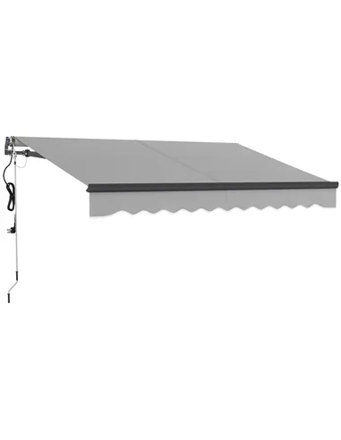Outsunny 3 x 2.5m Electric Awning with Remote Controller, Aluminium Frame DIY Retractable Awning, UV30+ Sun Shade Canopy for Gar