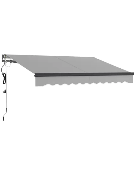 Outsunny 3 x 2.5m Electric Awning with Remote Controller, Aluminium Frame DIY Retractable Awning, UV30+ Sun Shade Canopy for Gar