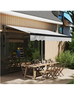 Outsunny 3 x 2.5m Electric Awning with Remote Controller, Aluminium Frame DIY Retractable Awning, UV30+ Sun Shade Canopy for Gar 2