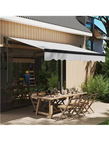 Outsunny 3 x 2.5m Electric Awning with Remote Controller, Aluminium Frame DIY Retractable Awning, UV30+ Sun Shade Canopy for Gar