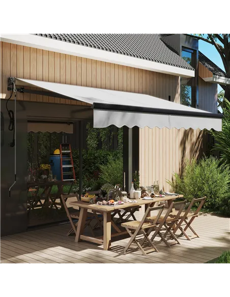 Outsunny 3 x 2.5m Electric Awning with Remote Controller, Aluminium Frame DIY Retractable Awning, UV30+ Sun Shade Canopy for Gar
