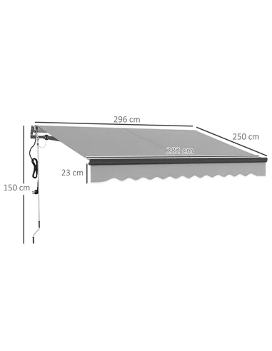 Outsunny 3 x 2.5m Electric Awning with Remote Controller, Aluminium Frame DIY Retractable Awning, UV30+ Sun Shade Canopy for Gar