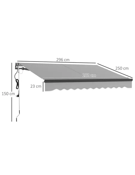 Outsunny 3 x 2.5m Electric Awning with Remote Controller, Aluminium Frame DIY Retractable Awning, UV30+ Sun Shade Canopy for Gar