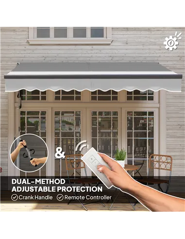 Outsunny 3 x 2.5m Electric Awning with Remote Controller, Aluminium Frame DIY Retractable Awning, UV30+ Sun Shade Canopy for Gar