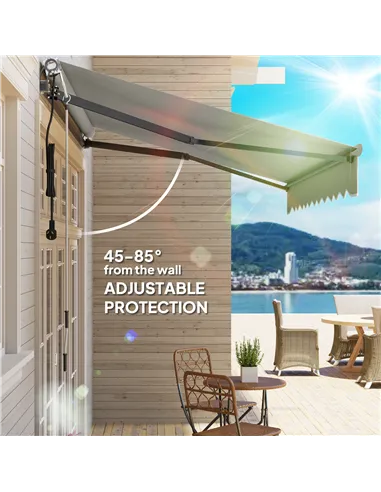 Outsunny 3 x 2.5m Electric Awning with Remote Controller, Aluminium Frame DIY Retractable Awning, UV30+ Sun Shade Canopy for Gar