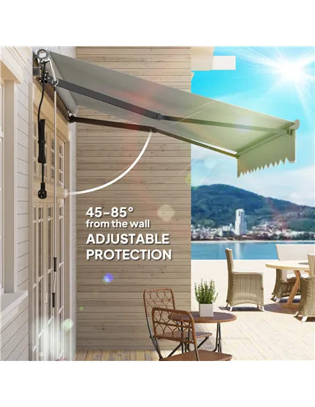 Outsunny 3 x 2.5m Electric Awning with Remote Controller, Aluminium Frame DIY Retractable Awning, UV30+ Sun Shade Canopy for Gar