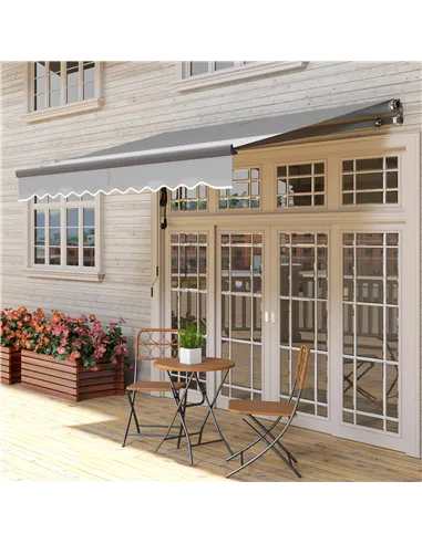 Outsunny 3 x 2.5m Electric Awning with Remote Controller, Aluminium Frame DIY Retractable Awning, UV30+ Sun Shade Canopy for Gar