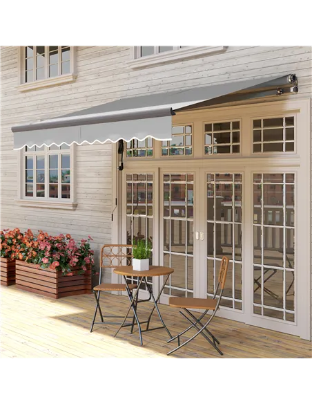 Outsunny 3 x 2.5m Electric Awning with Remote Controller, Aluminium Frame DIY Retractable Awning, UV30+ Sun Shade Canopy for Gar