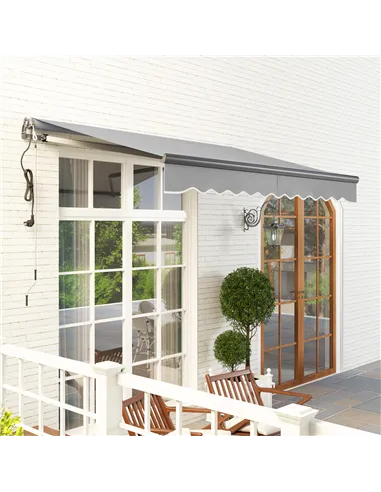 Outsunny 3 x 2.5m Electric Awning with Remote Controller, Aluminium Frame DIY Retractable Awning, UV30+ Sun Shade Canopy for Gar