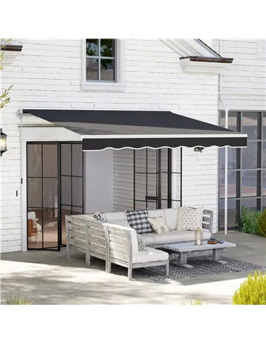 Outsunny Garden Retractable Awning - Black