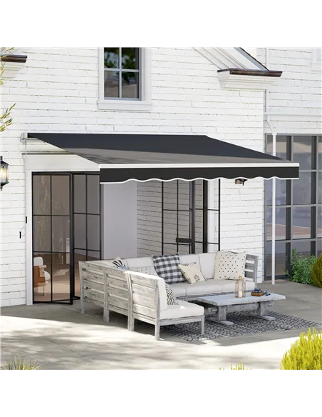 Outsunny Garden Retractable Awning - Black