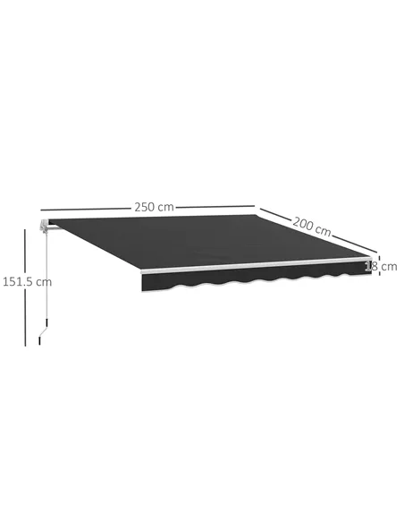 Outsunny Garden Retractable Awning - Black