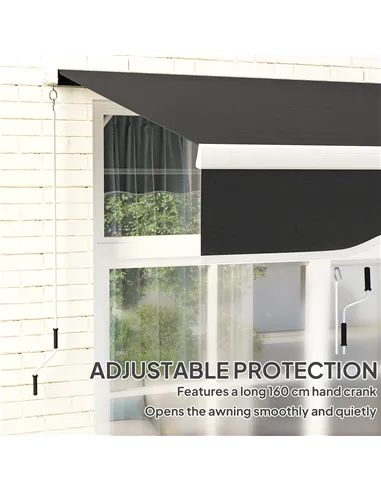 Outsunny Garden Retractable Awning - Black