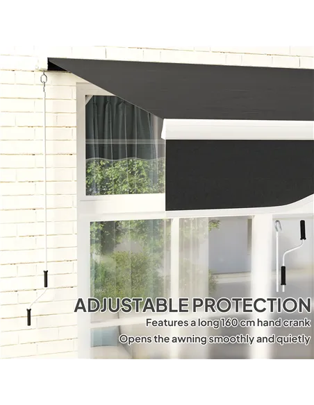 Outsunny Garden Retractable Awning - Black