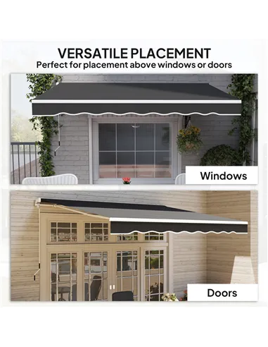 Outsunny Garden Retractable Awning - Black