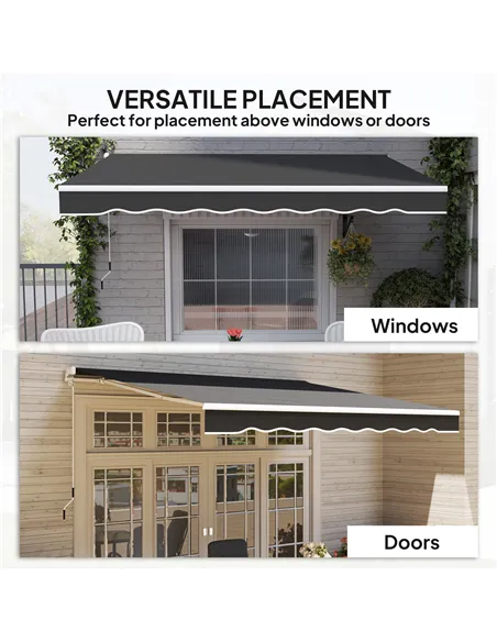 Outsunny Garden Retractable Awning - Black
