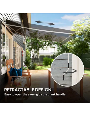 Outsunny Garden Retractable Awning - Black