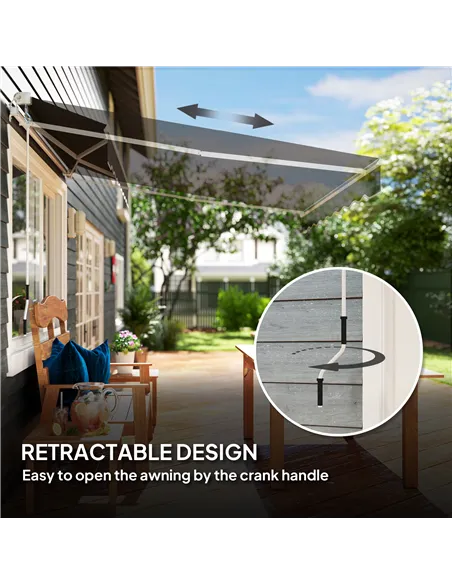 Outsunny Garden Retractable Awning - Black