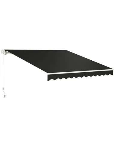 Outsunny 3 x 2.5m Garden Patio Manual Awning, Retractable Canopy Sun Shade Shelter with Fittings and Crank Handle, Black