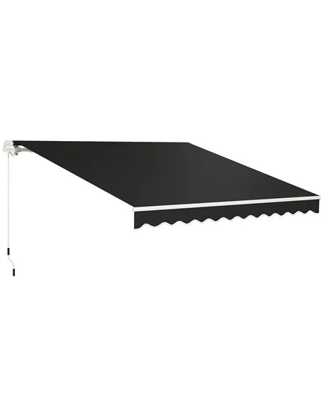 Outsunny 3 x 2.5m Garden Patio Manual Awning, Retractable Canopy Sun Shade Shelter with Fittings and Crank Handle, Black